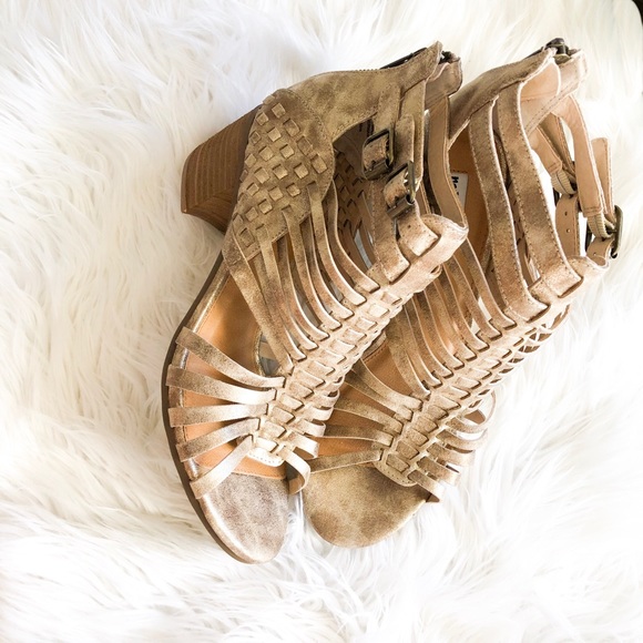 Not Rated Shoes - Gold Gladiator style heel